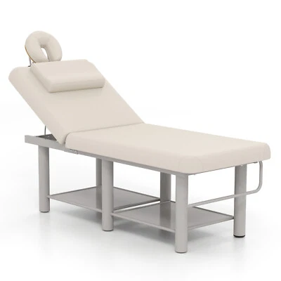 Mesa de masaje blanca de alta resistencia cama facial salón belleza spa silla de tatuaje con almacenamiento Foto 1 de 4