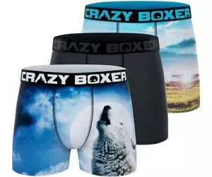 Crazy Boxer Mens Large Briefs 3-Pack Lion Wolf Nature Underwear Novelty Gift - Picture 1 of 12