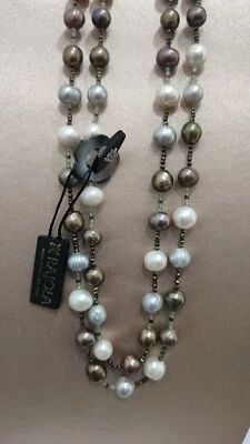 RAJOLA Gioiello Donna Collana Cecilia Perle Verdi Marroni Avventurina Ematite Or - Immagine 1 di 3