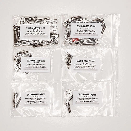 SUZUKI DS 80 100 1978-2000 Motor Completo Acero Inoxidable Allen Tornillo Kit DS80 DS100 Foto 1 de 1