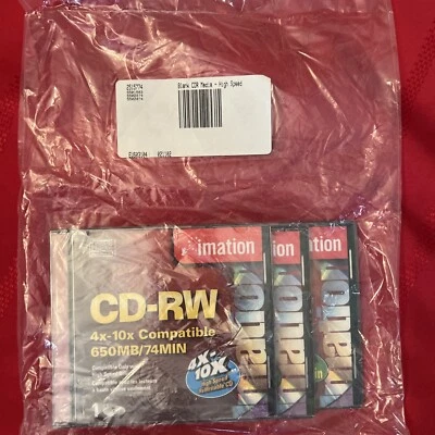 Imation 650MB 74 Min CD-RW Discs 4x-10x High Speed, Sealed, Package Of 3 - Image 1 of 2