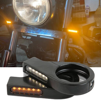 Motorcycle Fork Clamp Front 39-41mm LED Turn Signal Light For Yamaha V Star 950 - Image 1 of 4