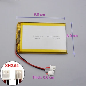 Batteria 4000mAh 3.7V 606090 Polimero Lipo Li per GPS PDA PSP Tablet PC XH2.54 - Foto 1 di 11