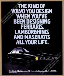 Volvo 780 Bertone 1987 cupé coche negro foto anuncio impreso vintage - Imagen 1 de 7