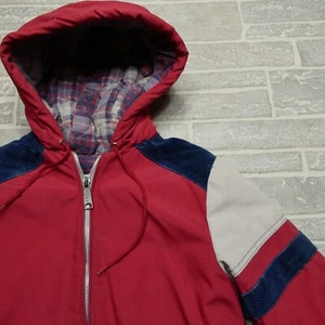 Vintage Weather Tamer Jacket Youth Size 7 Red Canvas Corduroy Accents Insulated - Picture 1 of 9