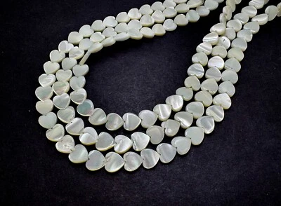 AAA Iridescent Heart-Shaped White Mother of Pearl MOP Shell Beads PG322C - Image 1 of 3