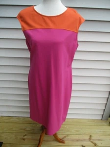 NWT Talbots Pink Orange COLORBLOCK Sleeveless KNIT Sheath Dress 14 $99 - Picture 1 of 3