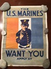 Original 1917 WWI US MARINES Recruitment Poster World War One Recruiting Poster