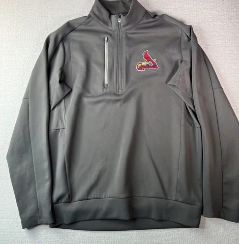St. Louis Cardinals Adult :arge 1/4 Zip Pullover Gray Antigua Cover