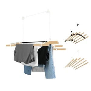 Clothes Airer Ceiling Pulley 6 Lath Maid Victorian Laundry Dryer Rack Kitchen - Picture 1 of 44