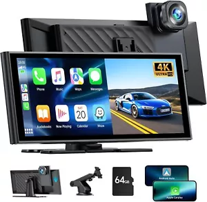4K Dash Cam 9.26" Car Stereo Radio Wireless Apple Carplay/Android Auto+64GB Card - Picture 1 of 9