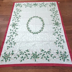 LENOX Holiday Greetings Holly Berry Christmas Tablecloth 60 x 84 & 7 Placemats - Picture 1 of 11