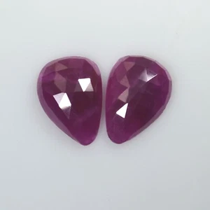 Natürlicher unbeheizter roter Rubin Rosenschliff Birne Paar Madagaskar 13,04 kt loser Edelstein - Bild 1 von 3