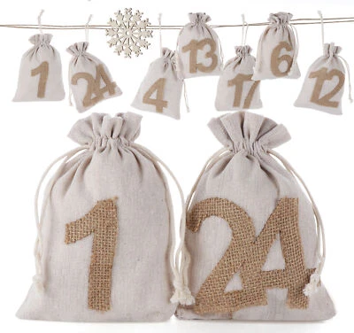 24 Adventskalender zum Befüllen Weihnachtskalender Weihnachten Säckchen 13x18cm - Bild 1 von 4