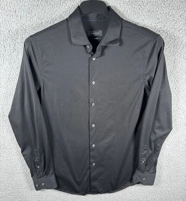 Bugatchi Ooohcotton Tech Shirt Mens Large Black 8 Way Stretch Casual Button Up - Image 1 of 4