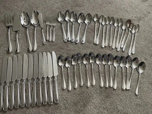 RARE WALLACE SUMMERSET FROST Flatware 18/8 Stainless Steel ~ Lot of 50 - Foto 1 di 10