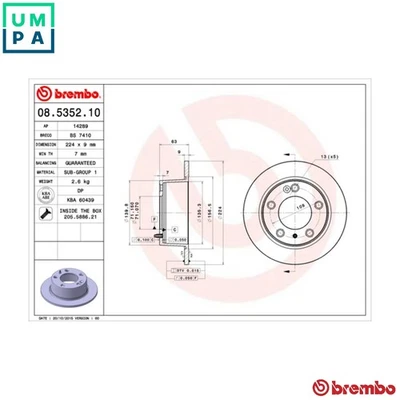 2x BRAKE DISC 08.5352.10 FOR CITROEN PJZ /PHZ /P8A 2.1L P9A 2.1L R6A/RDZ 2.0L XM - Image 1 of 4