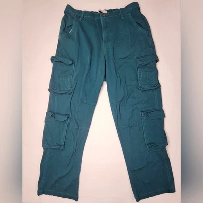 Pantalones cargo Rue21 azul verdoso talla grande 1X cintura elástica bolsillos utilitarios Foto 1 de 4