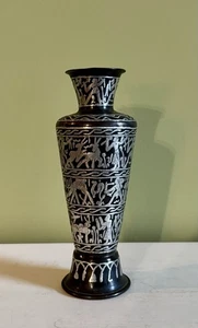 Handgefertigte ägyptische Kairo Ware Kupfer mit Silberintarsien Vase mit Hieroglyphen - Bild 1 von 7