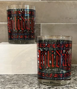 Houze Happy Holidays Goldrand Double Old Fashioned Brille 4,25"H (2er Set) - Bild 1 von 6
