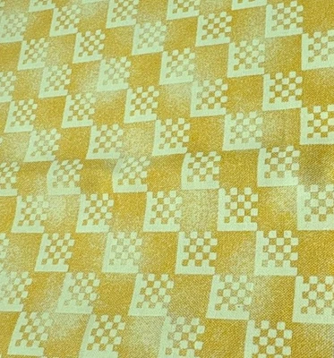 Vintage Yellow & Yellow Checkerboard Fabric 26" x 44" Retro Geometric Pattern fo - Image 1 of 4