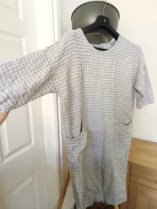 Sahara Womens Summer Grey Dress Linen Lagenlook Arty Pockets Size S/M Holiday - Picture 1 of 9