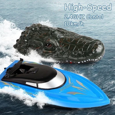 2.4G Remote Control RC Simulation Crocodile Head RC Boat 2 in 1 Toy Gift For Kid - Image 1 of 4