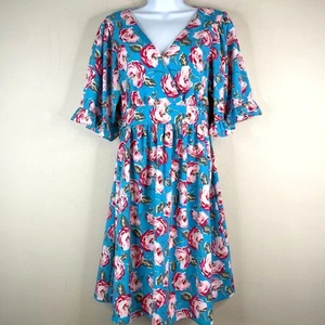 Betsey Johnson Vintage Womens Floral Dress Size 12 Brunch Tea Party Ruffle Flowy - Picture 1 of 13
