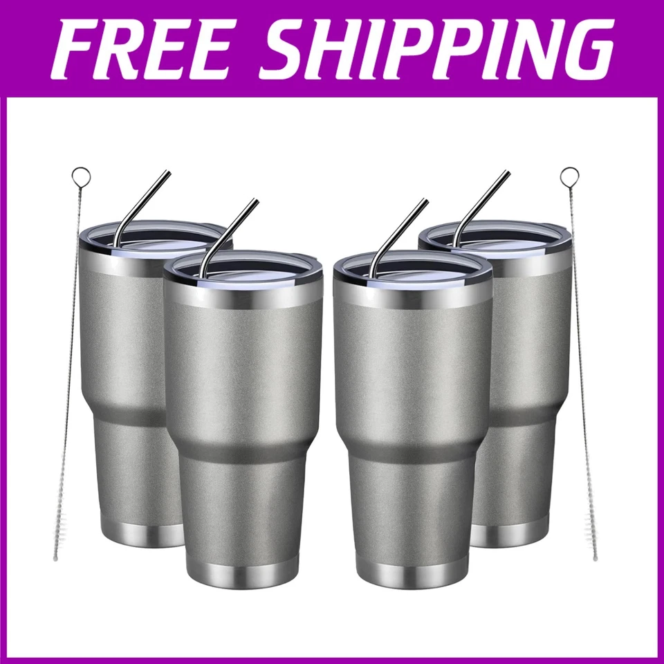 MEWAY 30oz Insulated Tumbler With Lids and StrawsStainless Steel Double Vacuu...