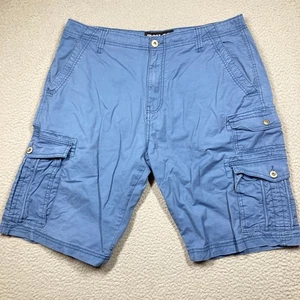 Iron Co Shorts Mens 34 Blue Cargo 10 Inch Inseam Cotton Stretch Preppy Casual - Picture 1 of 15