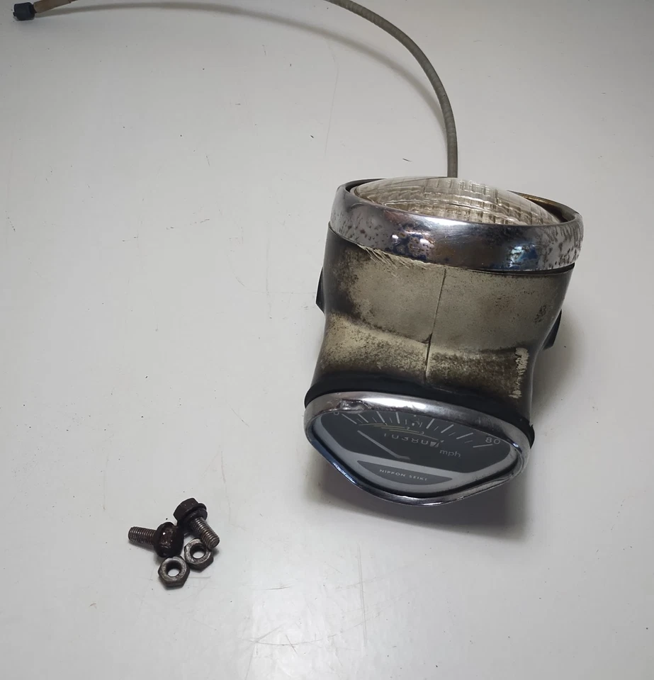 Velocímetro/cabo 1969 Honda CL90 CL 90 carcaça de farol - Imagem 1 de 4