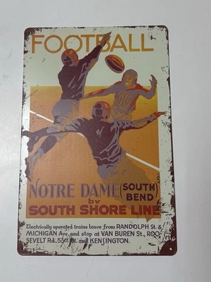 Notre Dame Football South Shore Line Metal Sign - Fighting Irish - Image 1 of 2