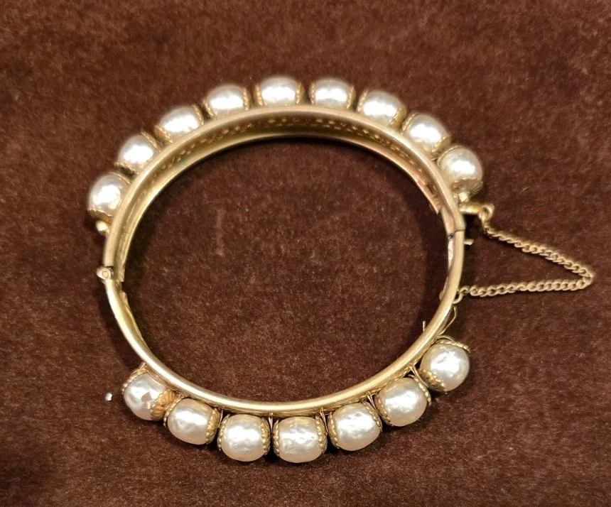 复古签名 Miriam Haskell 人造巴洛克珍珠手链 — 第 1/4 张图片