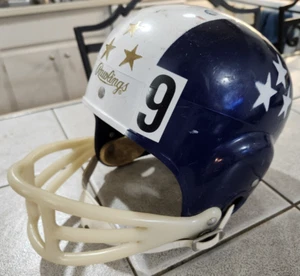 Vintage Rawlings TH60 Large L Football Helmet Plastic Painted Stars Blue White - Picture 1 of 12