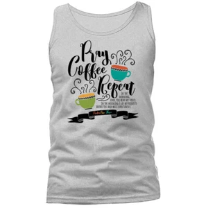 Pray Coffee Repeat Christian Religiös Gott Bibel Kirche Jesus Christus Tanktop - Bild 1 von 7