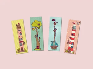 Lesezeichen 4er Kinder, Kinder Lesezeichen, Lesezeichen-Set Schulanfang - Bild 1 von 7