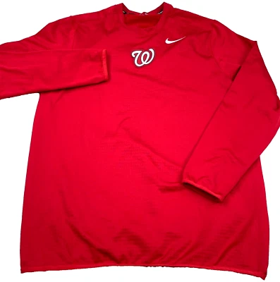 Washington Nationals Sweatshirt Men XL Red Nike Dri Fit Pullover Performance * - Image 1 of 4