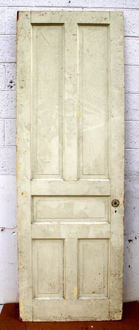 30"x88"x1.75" Antique Vintage Victorian SOLID Wood Wooden Interior Door 5 Panels Cover