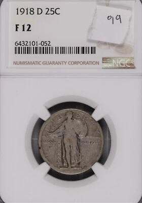 1918-D Standing Liberty Silver Quarter NGC F-12 #052 - Image 1 of 2
