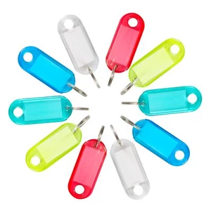 50 Pack Plastic Key Tags Keyring Label Window with Container for Pets Clothes - Picture 1 of 8