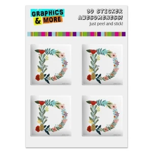 Buchstabe D Blumen Monogramm Initiale Computergehäuse Modding Abzeichen Aufkleber Set - Bild 1 von 4