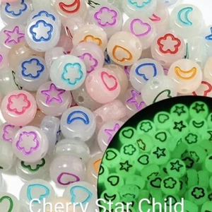 200 x acrylic round emoji beads crafts Glow in the Dark! faces T - Bild 1 von 2