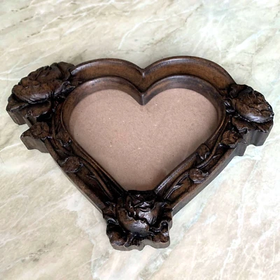 Marco de fotos de madera en forma de corazón tallado en madera 5º aniversario de boda regalo Foto 1 de 4