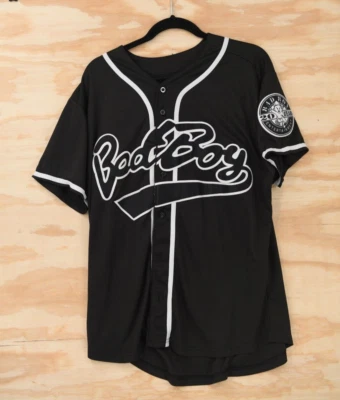 BAD BOY Entertainment 20 Yrs BIGGIE #10 Embroidered Black Baseball Jersey Mens M - Image 1 of 4