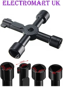 4 VÍAS UTILIDADES LLAVE PARA ABRIR AGUA MEDIDOR DE GAS ELÉCTRICO GABINETE - Imagen 1 de 1