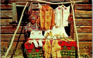 Vintage Postcard Kootenay Indian Craftsman Beaded Buckskin Cranbrook Canada - Picture 1 of 4