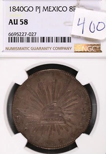 1840 Go PJ Mexico 8 Reales NGC AU-58 #7-027 - Picture 1 of 2
