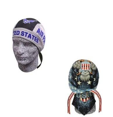 Lot of 2 Air Force American Iron Doo Rag Headwrap Skull Cap Durag Sweatband - Image 1 of 4