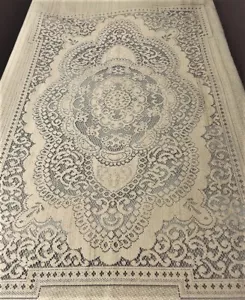 Classic Canterbury Lace Tablecloth 74" X 122" Natural Organic Cotton Brown B - Picture 1 of 12