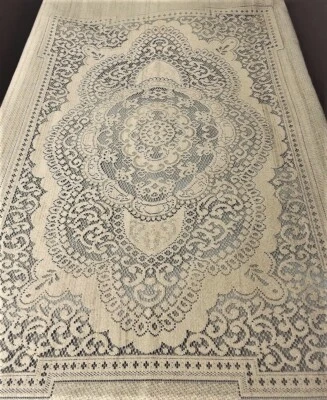 Classic Canterbury Lace Tablecloth 74" X 122" Natural Organic Cotton Brown B - Image 1 of 4